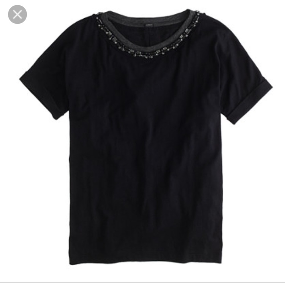 Jcrew jeweled rolled sleeve t shirt